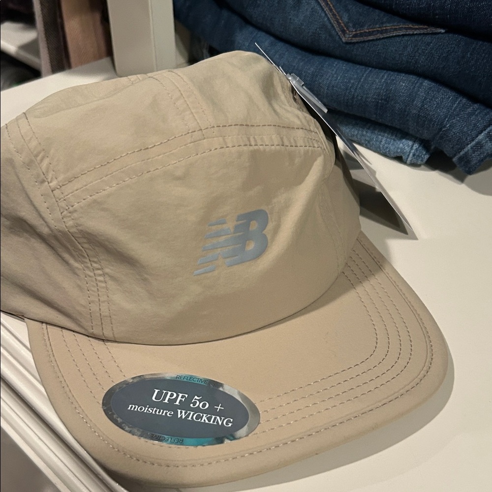 New Balance Beige Lightweight Performance Cap with Reflective Logo